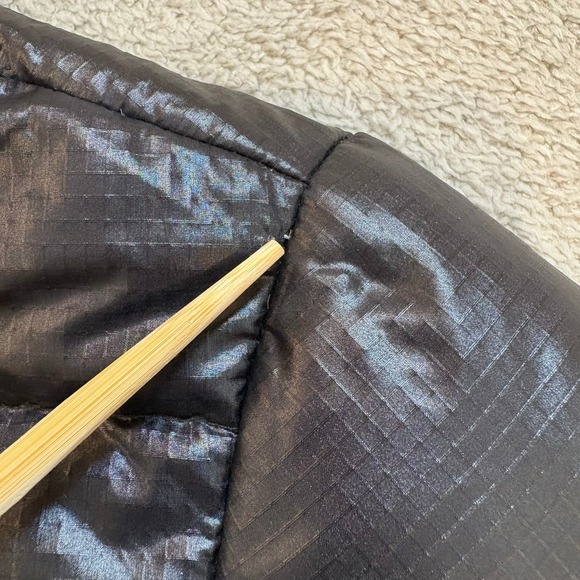 J.Crew Black Shiny Puffer Jacket Quilted Collar Snap Button Closure XL - Picture 11 of 16